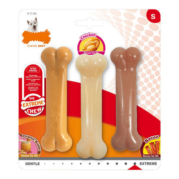 Jucărie de mestecat pentru câini Nylabone Extreme Chew Value Pack Bacon Unt de arahide Mărimea S Pui Nylon (3 buc)