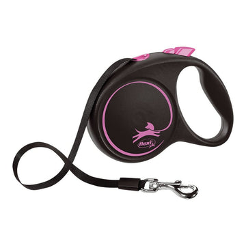 Dog Lead Flexi BLACK DESIGN Black Pink S