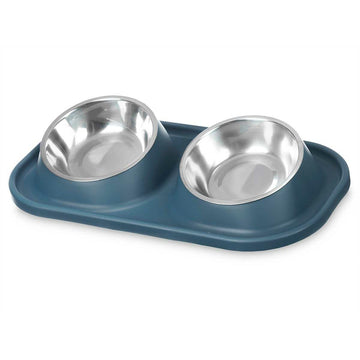 Dog Feeder Mascow 317 Blue Metal 40 x 8,5 x 22 cm Double