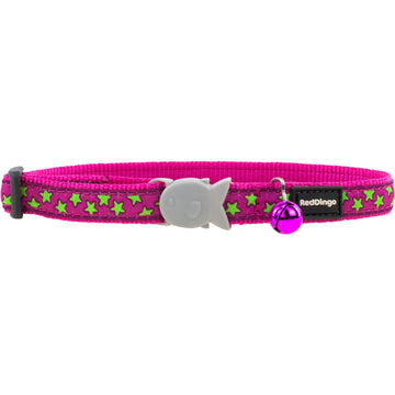 Zgardă pentru câini Red Dingo STYLE STARS LIME ON HOT PINK 31-47 cm