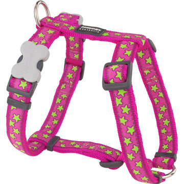 Ham pentru câini Red Dingo STYLE STARS LIME ON HOT PINK 36-54 cm 30-48 cm